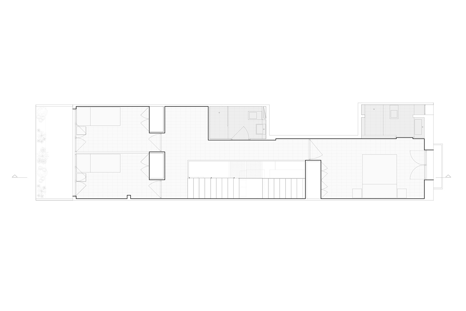 CRU innovative house renovation project in Barcelona. La Diana, a transformed local into a ground floor residence with two floors.