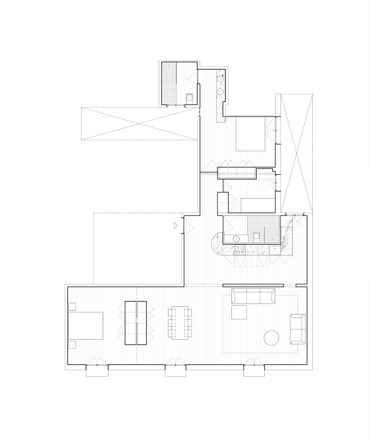 CRU innovative flat renovation project in Barcelona. La Ramona, An old apartment converted into a modern and spacious piece.