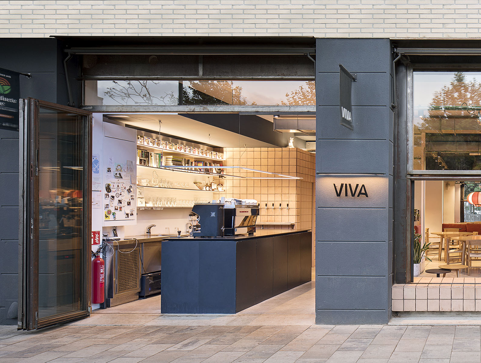 CRU innovative restaurant renovation project in Barcelona. La Viva, an open-air restaurant on the ground floor.