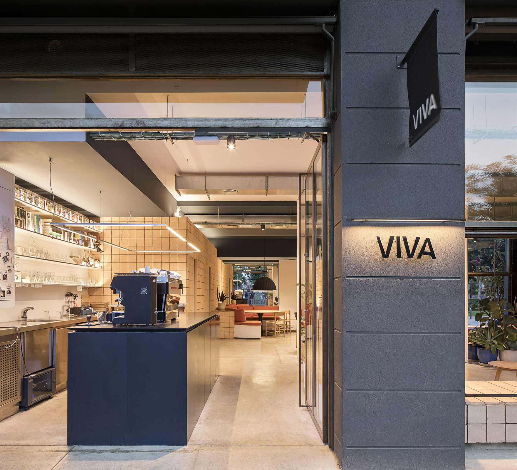 CRU innovative restaurant renovation project in Barcelona. La Viva, an open-air restaurant on the ground floor.