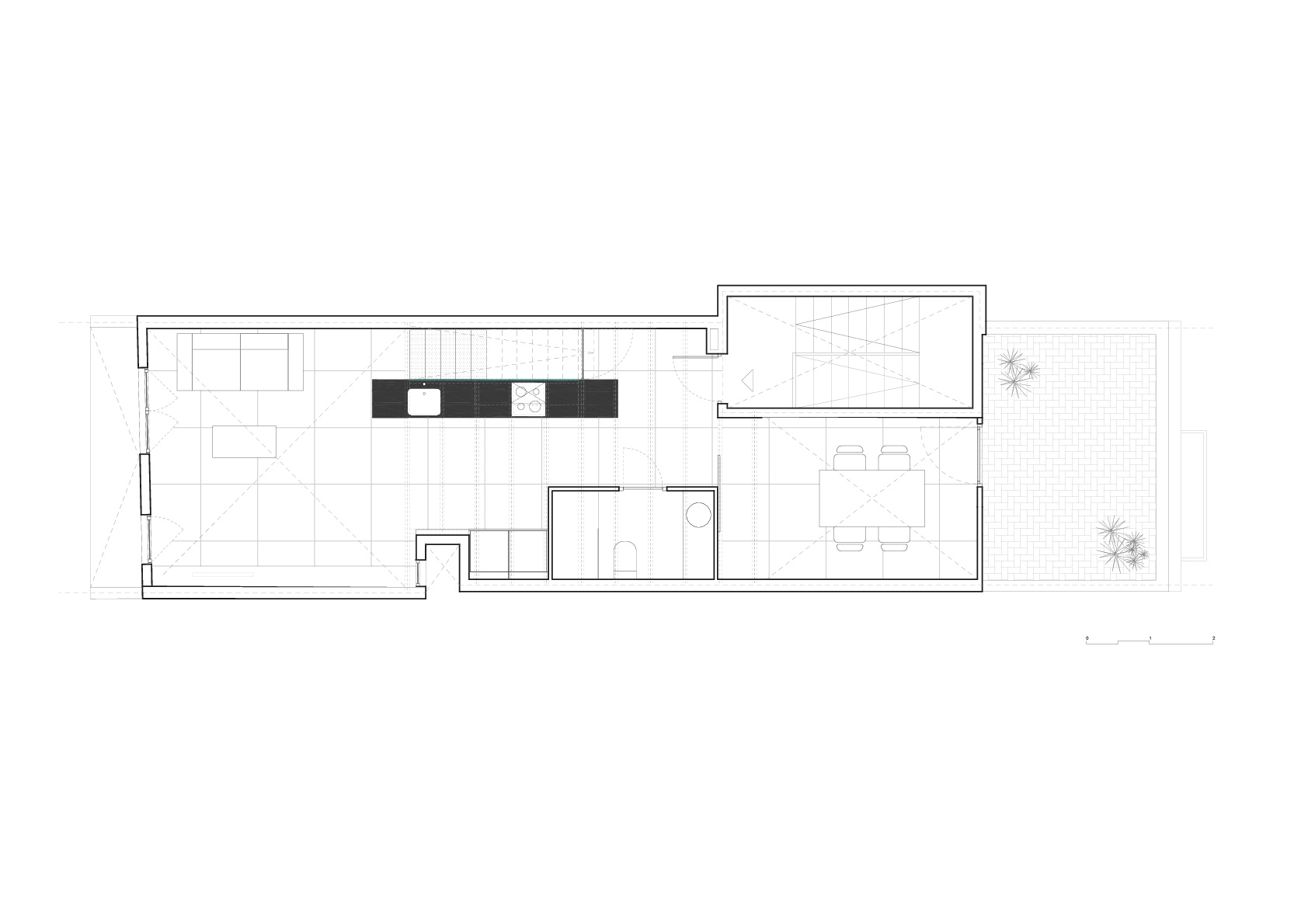 CRU innovative flat renovation project in Barcelona. La Dominique, an attic with many volumetric possibilities.